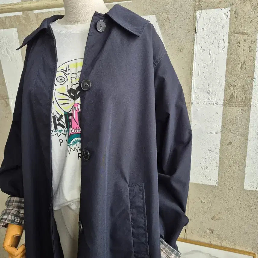 [BUNJANG] Romistory Navy Long Coat / 로미스토리 무심한세련핏 간절기 롱코트