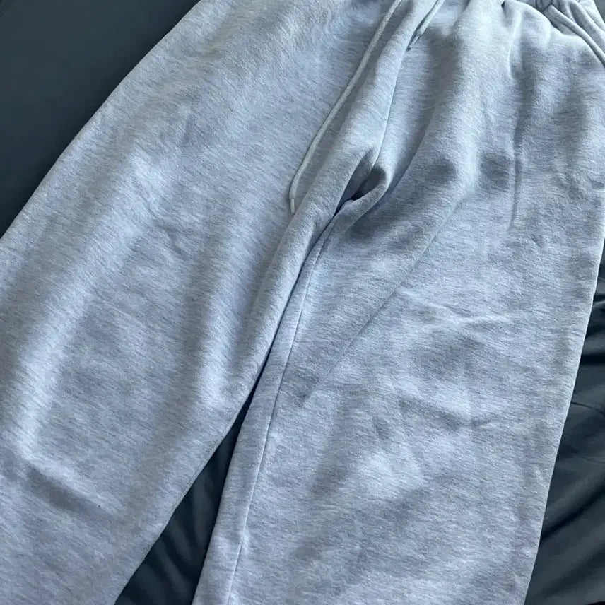 [BUNJANG] Unisex Wide Fleece Pants Gray / 기모 와이드팬츠 회색,메란지