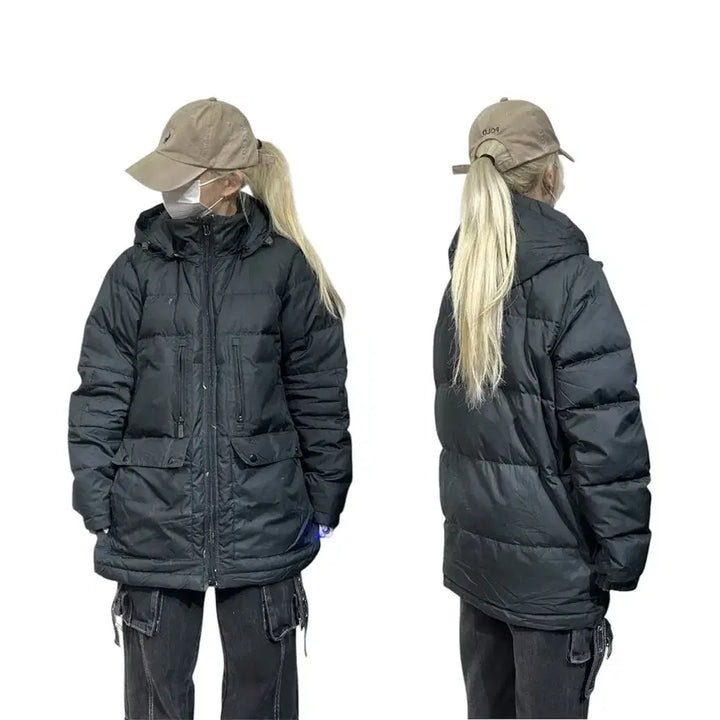 [BUNJANG] Nike Black Hooded Padded Parka Jacket (M) / 나이키 블랙 후드 패딩 점퍼 파카 M