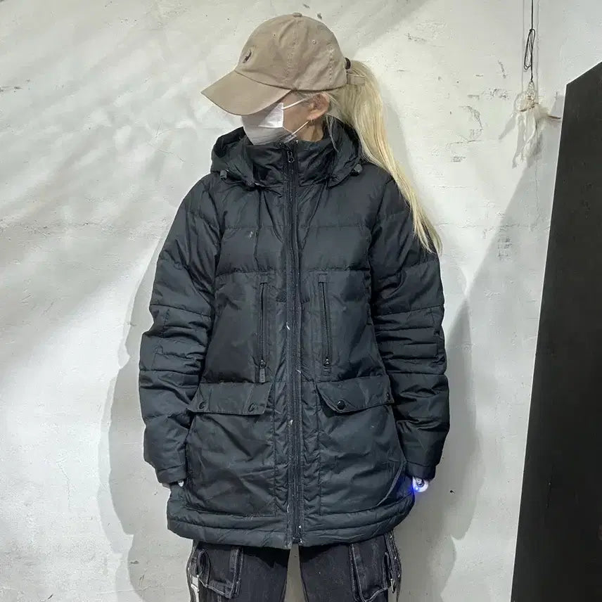 [BUNJANG] Nike Black Hooded Padded Parka Jacket (M) / 나이키 블랙 후드 패딩 점퍼 파카 M