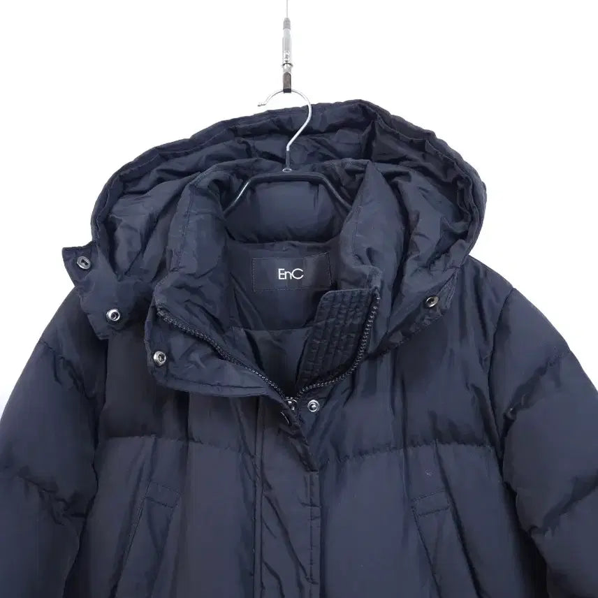 [BUNJANG] EnC Black Long Padded Coat / EnC 블랙 롱패딩 후드 패딩 코트