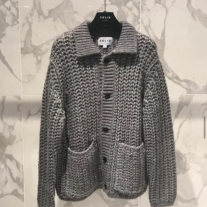 [BUNJANG] Solid Homme 25FW Heavy Collar Cardigan Gray 48 / 솔리드옴므 25FW 헤비 카라 가디건 그레이 48