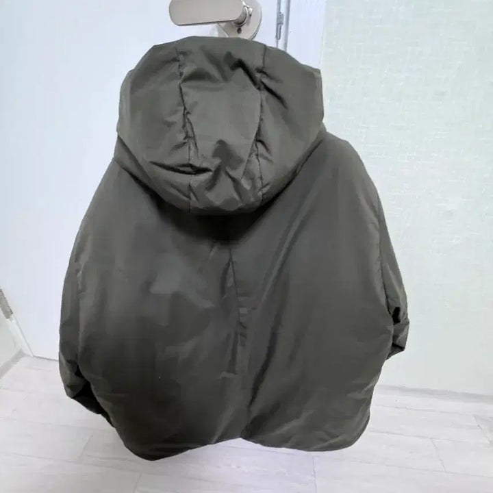 [BUNJANG] Oversized 2-Way Duffle Hooded Short Padded Jacket_Khaki (M) / 오버핏 2-WAY 더플 후드 숏패딩_카키 m사이즈