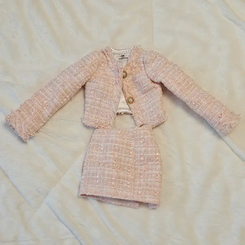 [BUNJANG] Dalkong Studio Tweed Set Pink SD Doll Size / 달캉공방 트위드 세트 핑크 sd 구체관절인형 사이즈