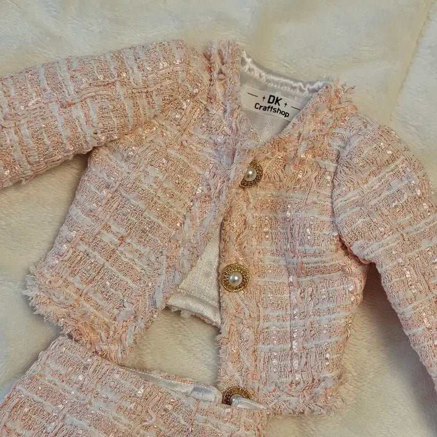 [BUNJANG] Dalkong Studio Tweed Set Pink SD Doll Size / 달캉공방 트위드 세트 핑크 sd 구체관절인형 사이즈