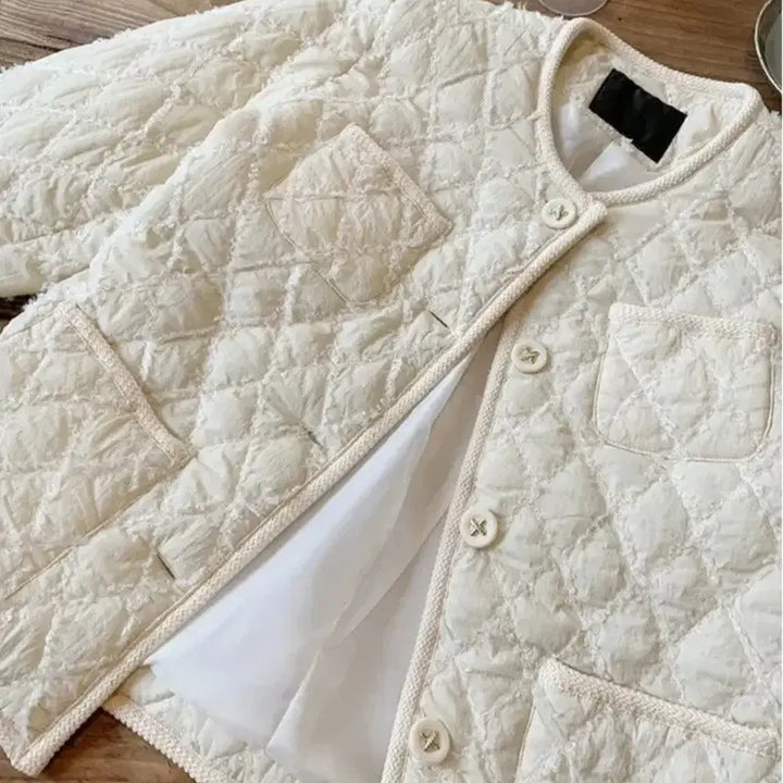 [BUNJANG] Ivory Tweed Quilted Jacket / 아이보리 트위드 퀼팅 누빔 자켓