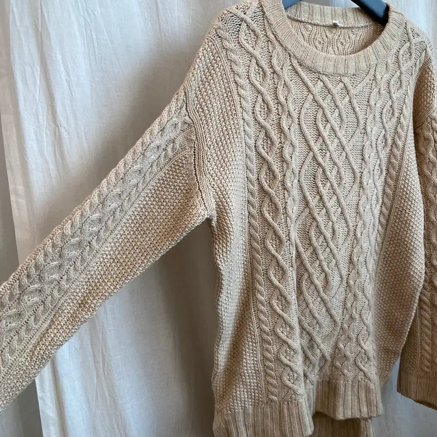 [BUNJANG] MUJI Beige Wool Blend Knit Sweater (L) / MUJI 베이지 울혼방 니트(L)