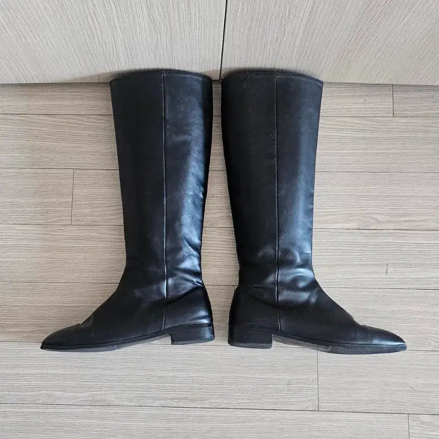 [BUNJANG] U dally Official Black Leather Long Boots / 유달리 U dally official 블랙 롱부츠 (240~245)