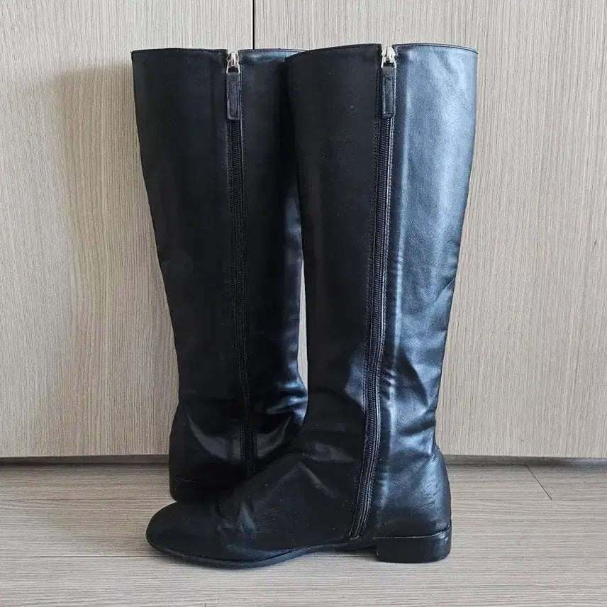 [BUNJANG] U dally Official Black Leather Long Boots / 유달리 U dally official 블랙 롱부츠 (240~245)