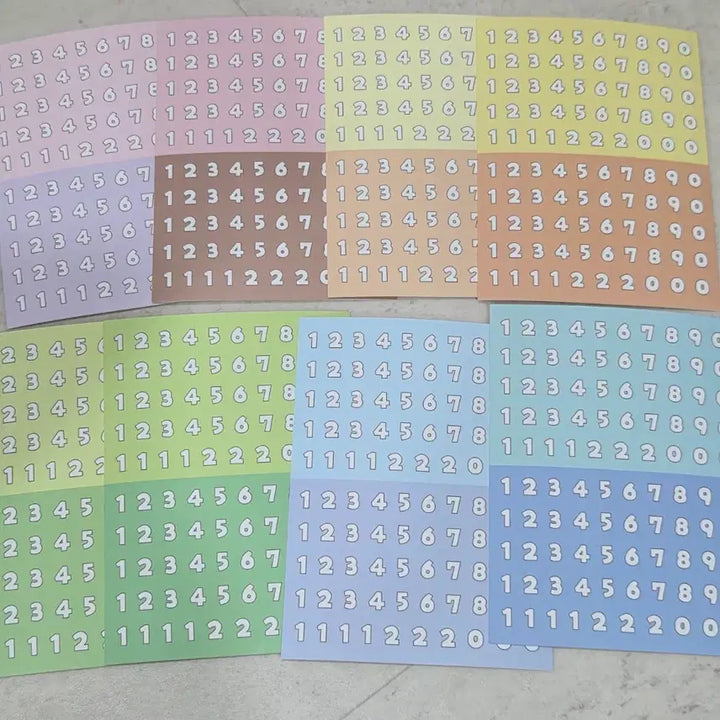 [BUNJANG] Honey Rabbit Square Colored Number Stickers / 꿀토끼 미니 스퀘어 유색 유테 숫자, 스퀘어 숫자(매트펄)
