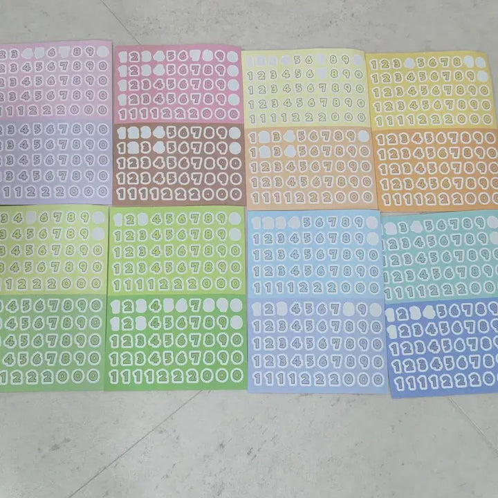 [BUNJANG] Honey Rabbit Square Colored Number Stickers / 꿀토끼 미니 스퀘어 유색 유테 숫자, 스퀘어 숫자(매트펄)
