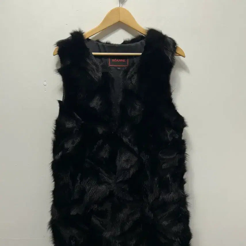 [SOLD OUT] ROANNE 블랙 모피 밍크 베스트 조끼 S