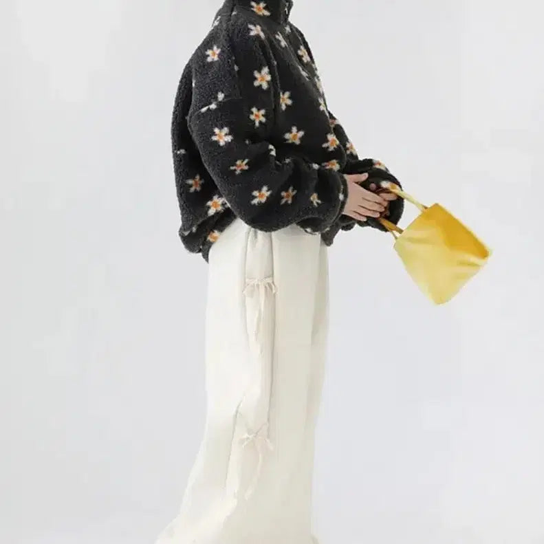 [BUNJANG] Ribbon String Wide Fleece Training Pants / 새상품)리본 스트링 와이드 기모트레이닝 팬츠