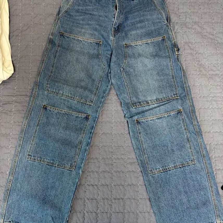 [BUNJANG] Dickies Panel Double Knee Carpenter Denim Pants - Medium Blue / 디키즈 패널드 더블니 카펜터 데님 팬츠 Medium Blue