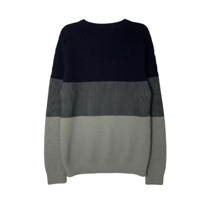 [BUNJANG] ZIG 배색 라운드넥 니트 스웨터 네이비그레이 / [100/남성95~105] 지이그 배색 라운드넥 니트 스웨터 네이비그레이