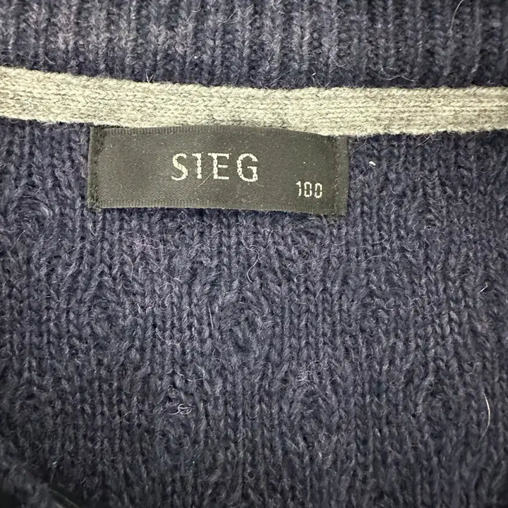 [BUNJANG] ZIG 배색 라운드넥 니트 스웨터 네이비그레이 / [100/남성95~105] 지이그 배색 라운드넥 니트 스웨터 네이비그레이