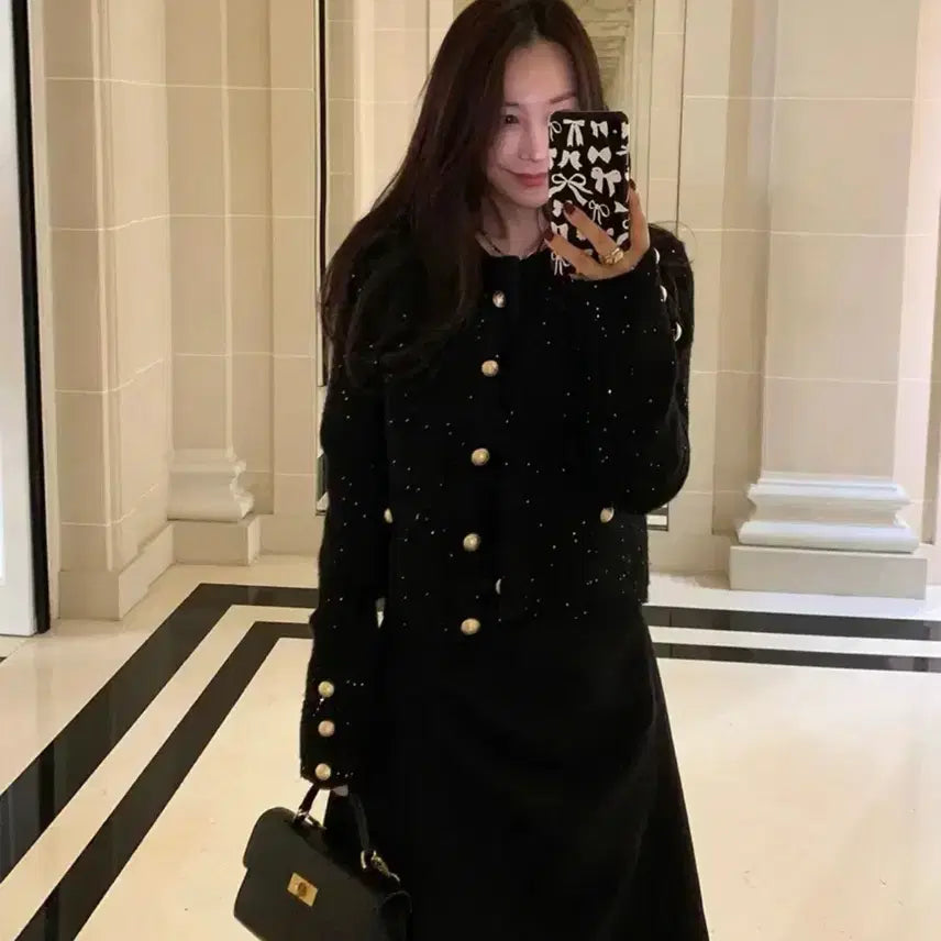 [BUNJANG] Chicks Label Merci Sequin Knit Jacket / 칙스라벨 메르시 시퀸 니트자켓