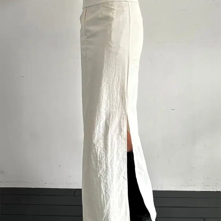 [BUNJANG] Unbranded Two Slit Nylon Long Skirt S / 새상품 / 투 슬릿 나일론 롱스커트 s