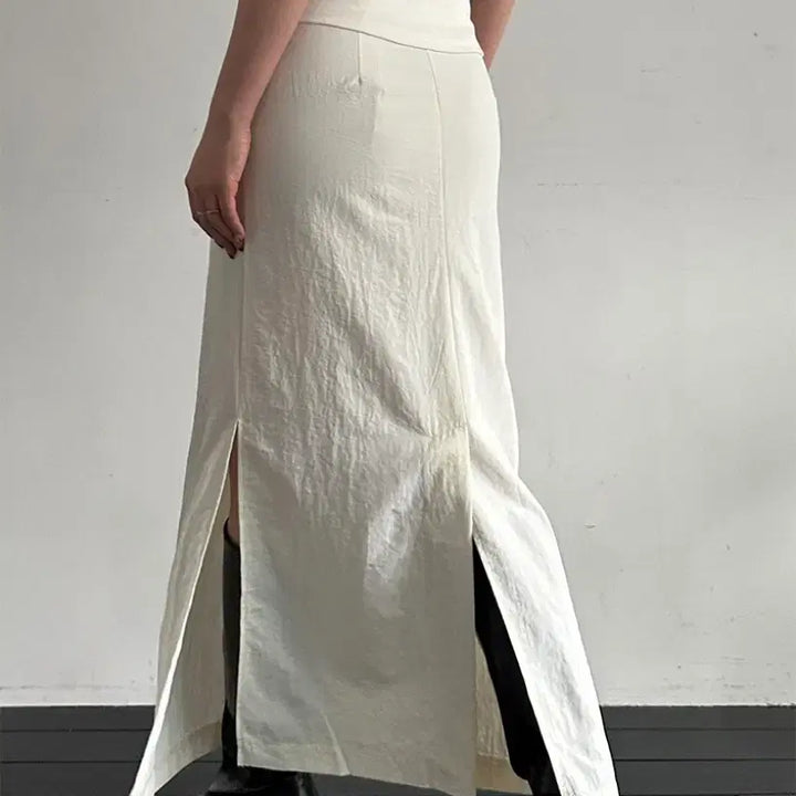 [BUNJANG] Unbranded Two Slit Nylon Long Skirt S / 새상품 / 투 슬릿 나일론 롱스커트 s