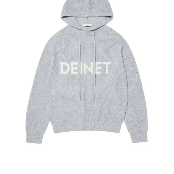 [BUNJANG] DINIIT Logo Knit Hoodie Gray / 다이닛 로고 니트 후드티 그레이