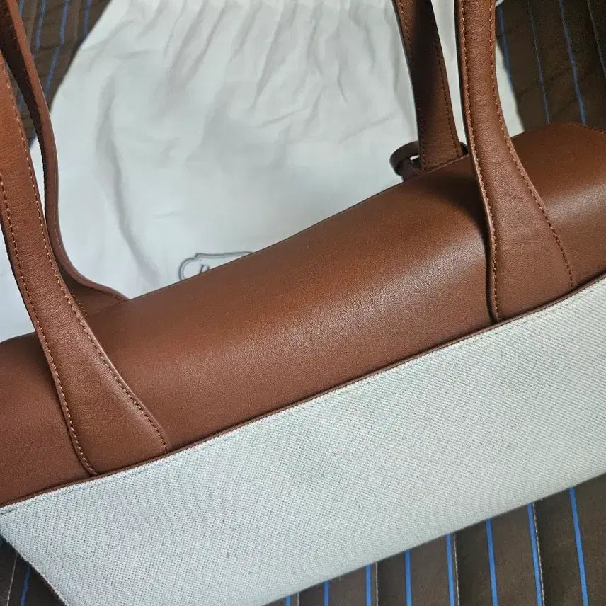 [BUNJANG] Button Canvas Leather Shoulder Bag / (새상품)버튼 캔버스 레더 숄더백