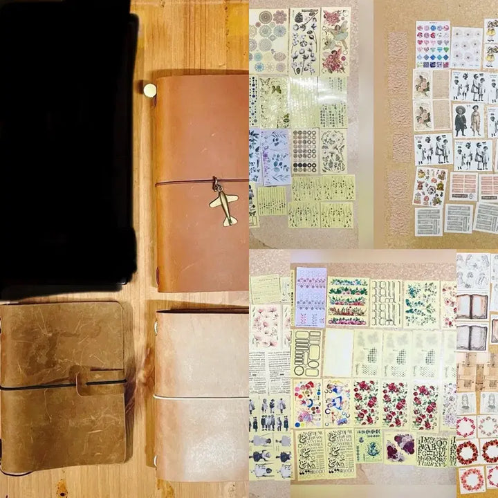 [BUNJANG] Leather Traveler's Notebooks and Stickers Bundle / 가죽 다이어리 + 인스 처분