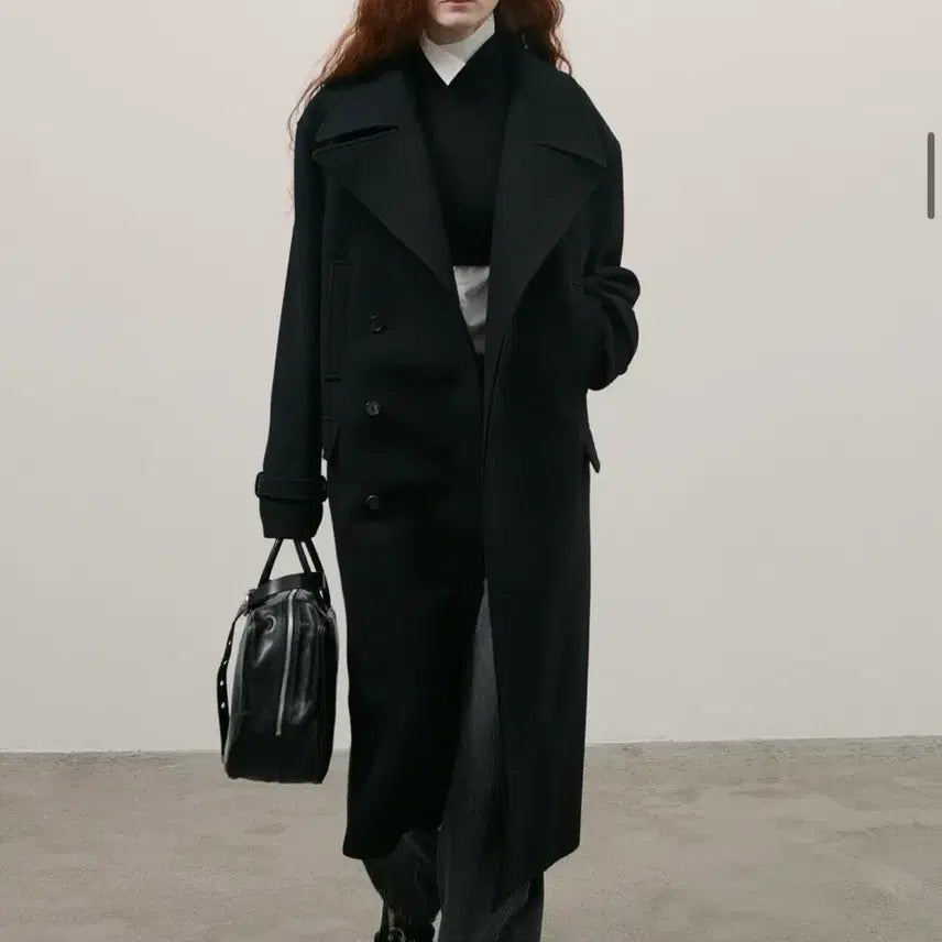 [BUNJANG] Label Archive Premium Wool Double Breasted Coat Black / [1사이즈]라벨아카이브 프리미엄 울 더블 브레스티드 코트 블랙