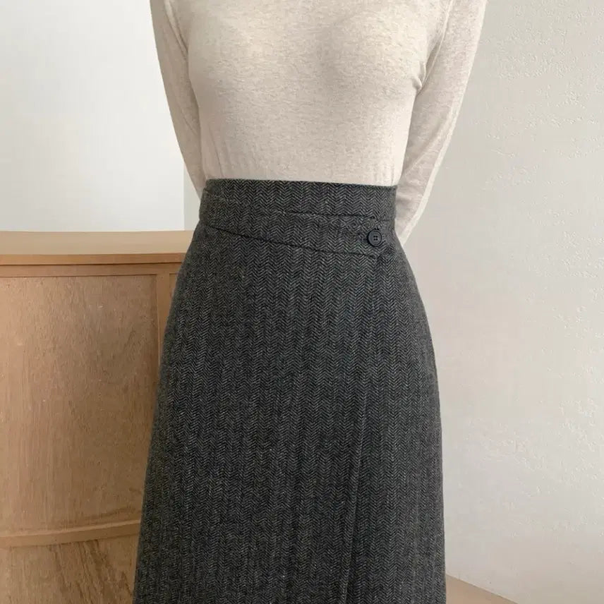 [BUNJANG] Herringbone Wool Long Skirt / 헤링본 울 롱 스커트