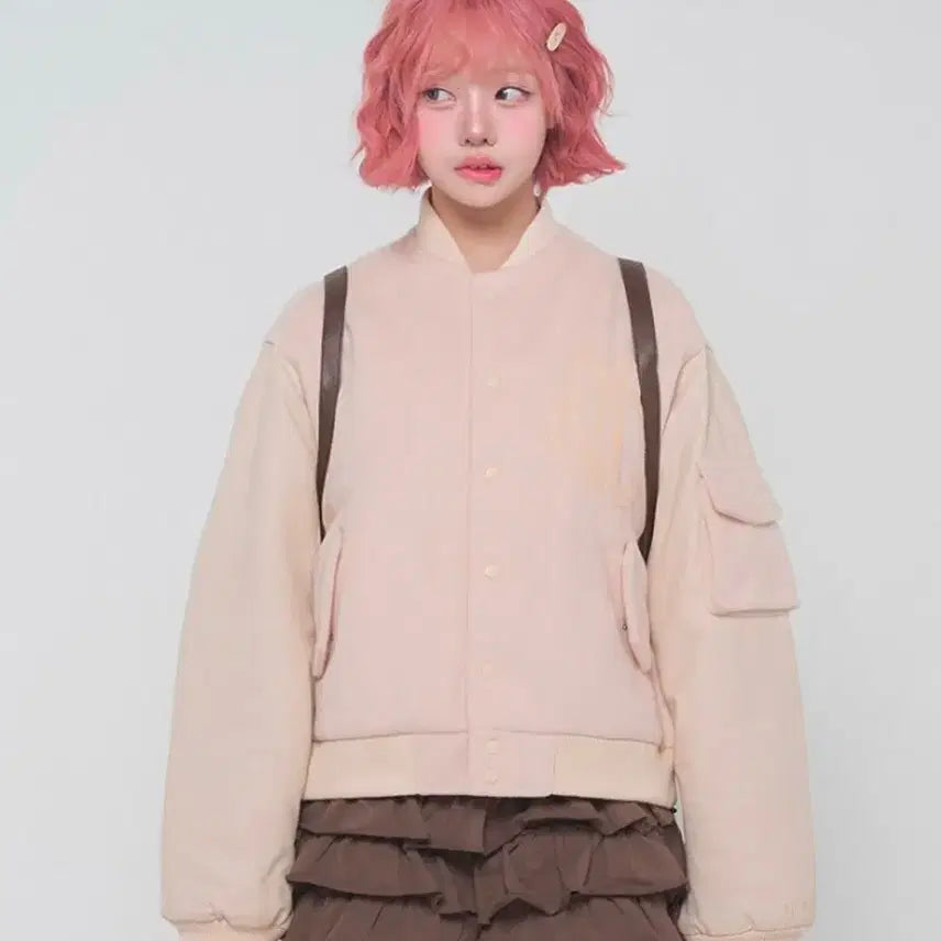 [BUNJANG] NAMDAMADE Ivory Varsity Jacket / 남다메이드 바시티 자켓 아이보리