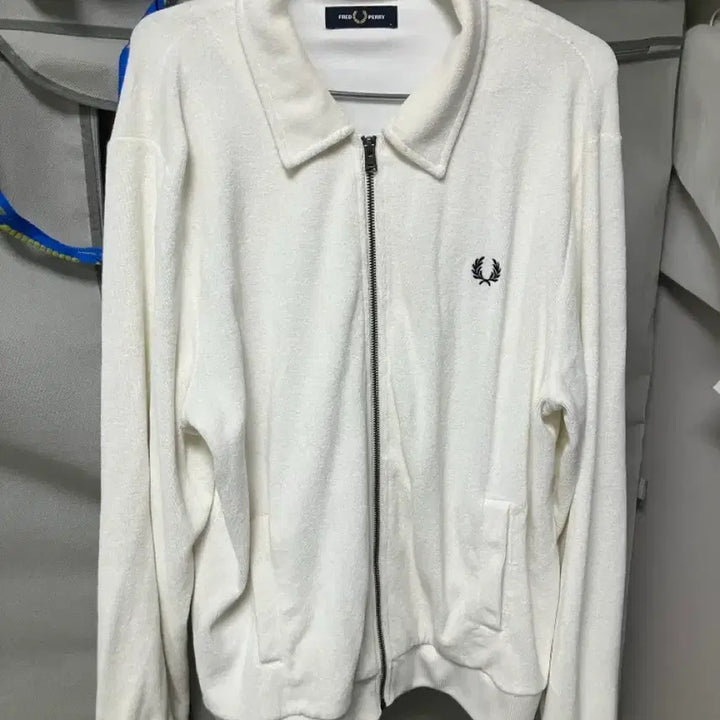 [BUNJANG] Fred Perry White Towel Jacket / 프레드페리 화이트 타월 재킷(집업)