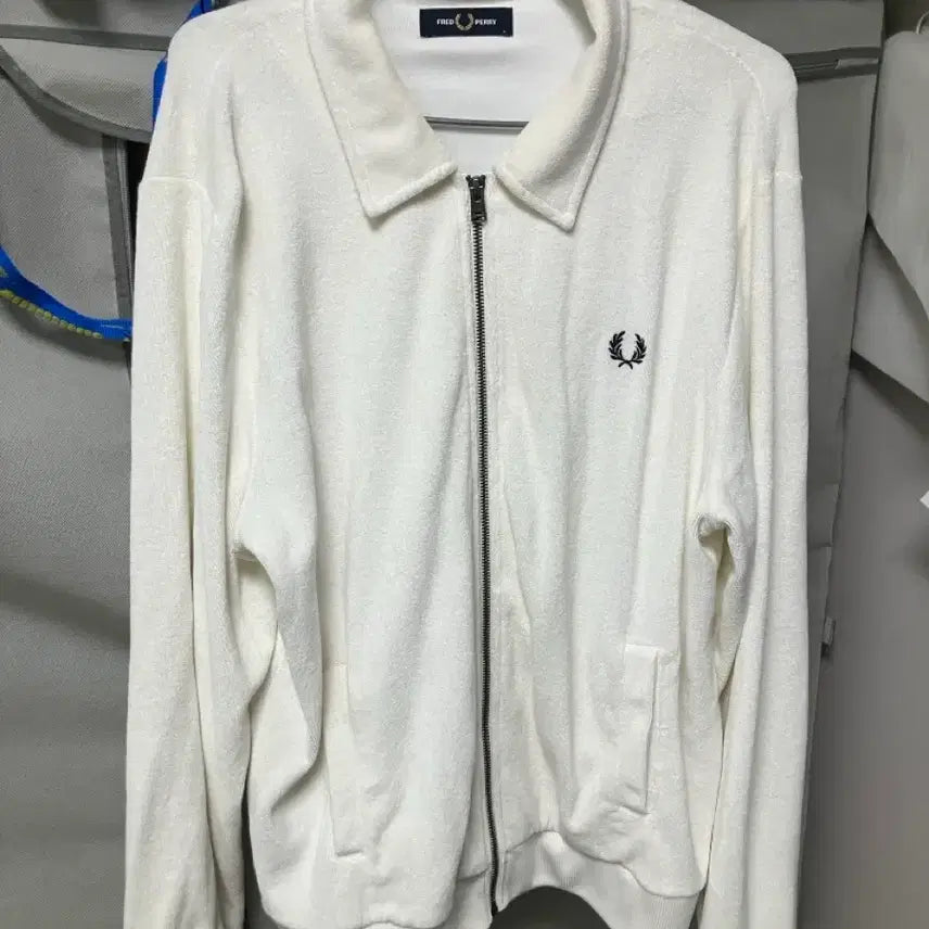 [BUNJANG] Fred Perry White Towel Jacket / 프레드페리 화이트 타월 재킷(집업)