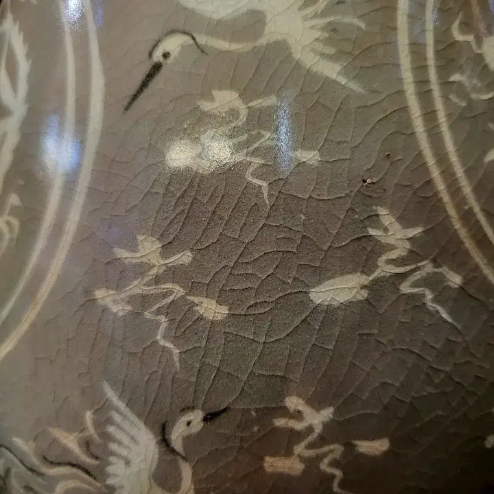[BUNJANG] Goryeo Celadon Cloud Crane Pattern Pitcher / 고려 흑백상감 청자운학문 주병