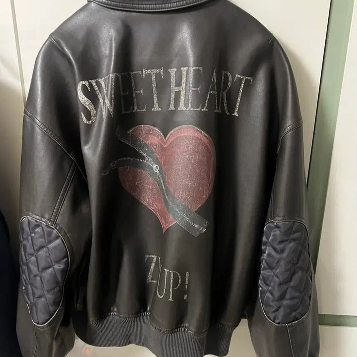 [BUNJANG] Matinkim Washed Leather Jacket (S) / 마뗑킴 백 프린팅 워시드 레더자켓 카키브라운(s)