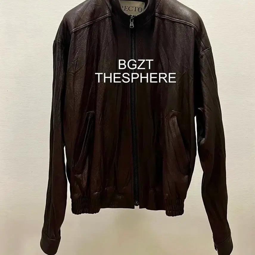 [BUNJANG] RECTO High Neck Leather Jacket Brown / 렉토 25FW 하이넥 레더 점퍼 가죽 자켓 브라운