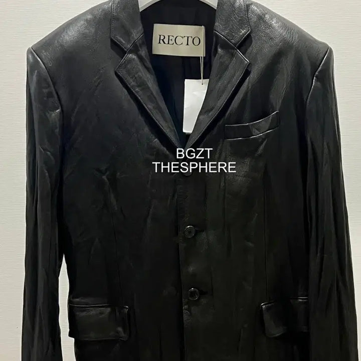 [BUNJANG] RECTO 25FW Crinkle Leather Single Blazer Jacket / 렉토 25FW 크링클 레더 싱글 가죽 블레이져 자켓