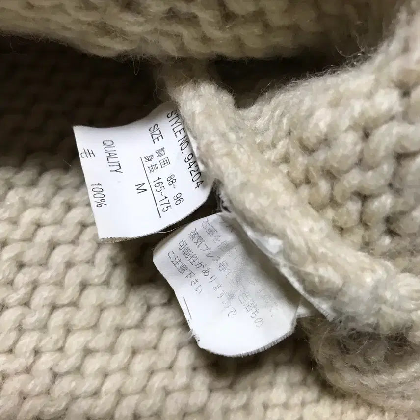 [BUNJANG] 90s Japan Navy Off-White Heavy Wool Cowichan Sweater / 재팬 90s 네이비 오프화이트 헤비 울 코위찬 마지막 할인