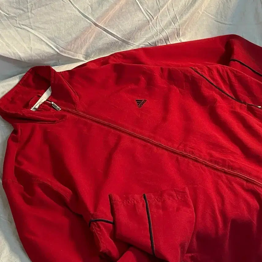 [BUNJANG] Adidas Old School Red Windbreaker Jacket / 아디다스 올드스쿨 레드 바람막이