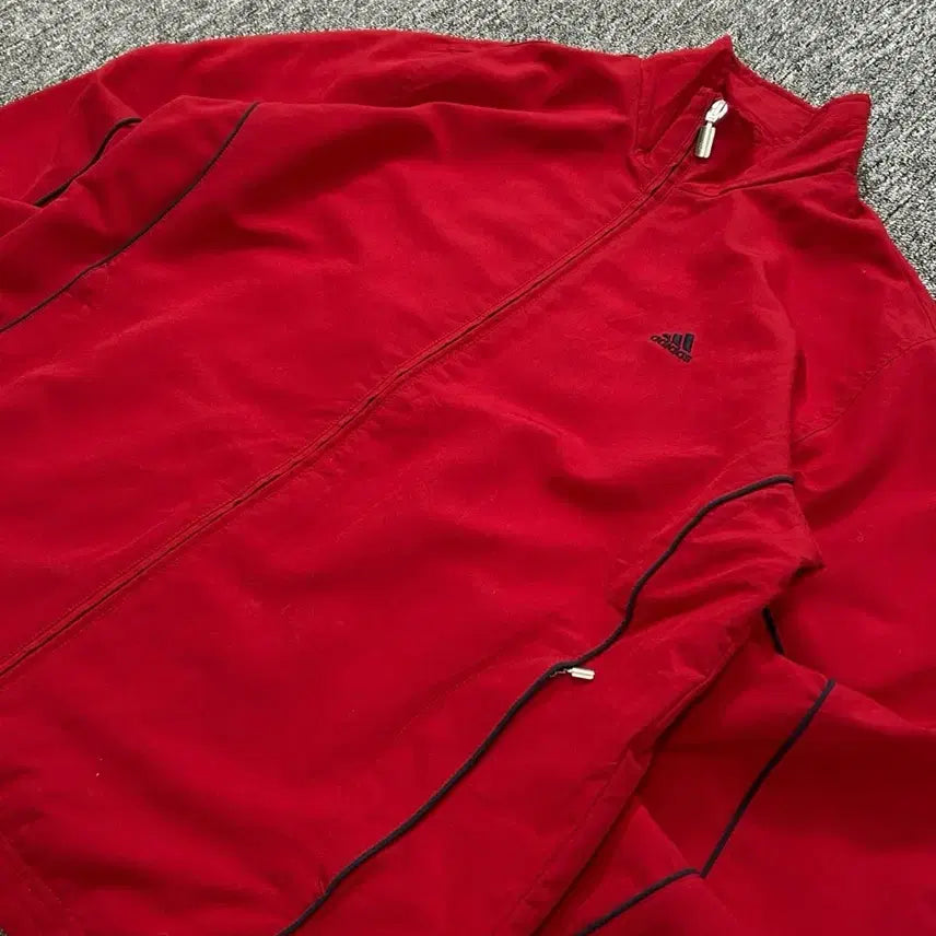 [BUNJANG] Adidas Old School Red Windbreaker Jacket / 아디다스 올드스쿨 레드 바람막이