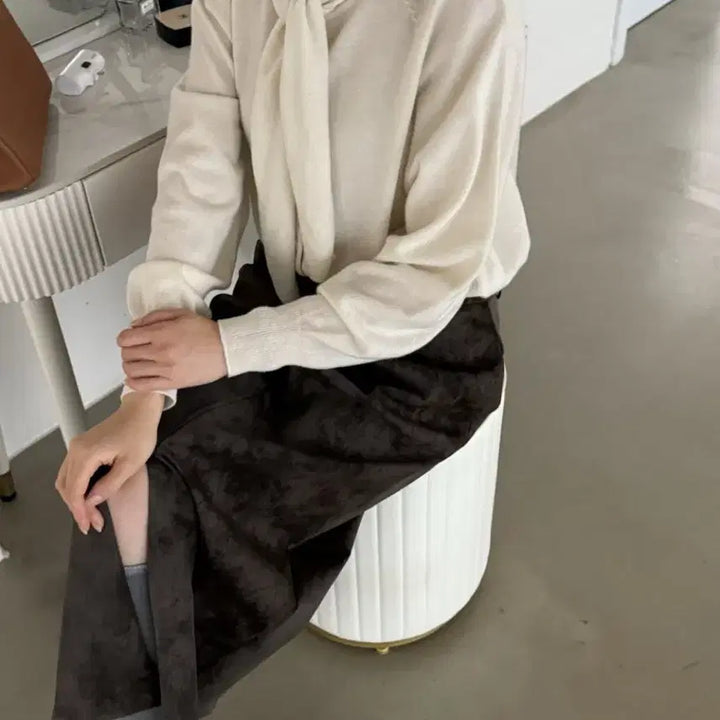 [BUNJANG] Ob Two-Way Scarf Knit Cardigan (Ivory) / [새상품/재고세일] 오브 투웨이 스카프 니트 가디건 (아이보리)
