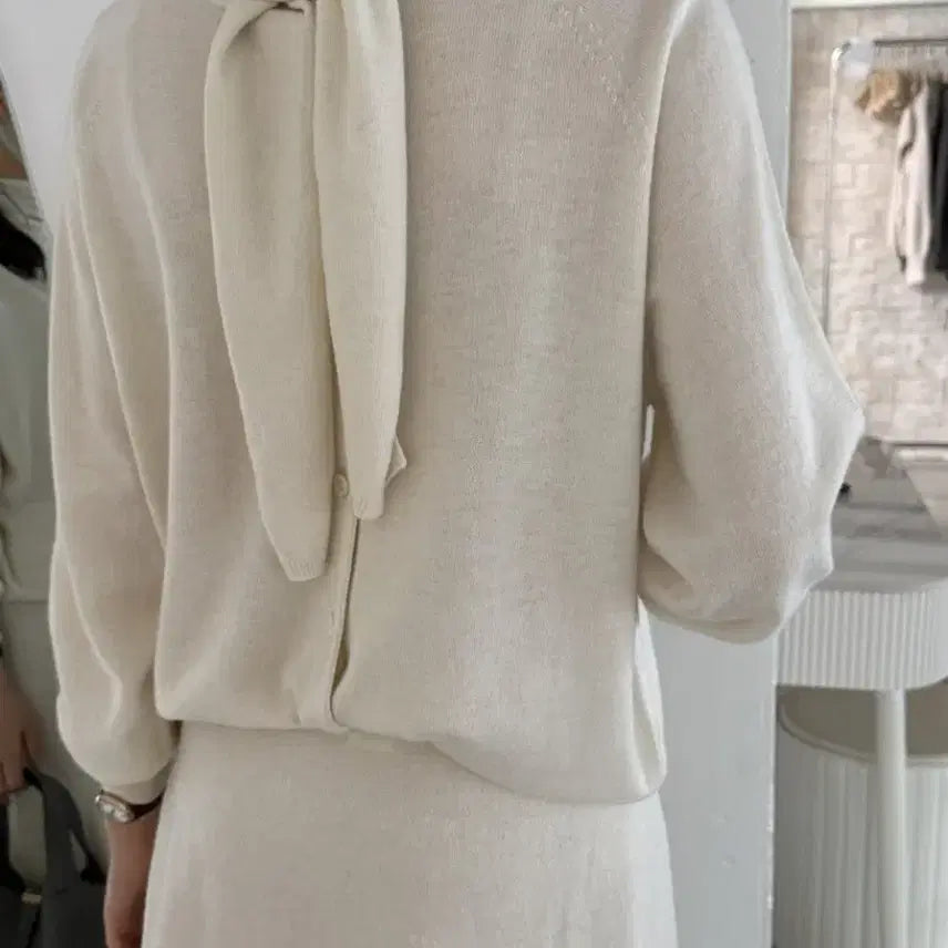 [BUNJANG] Ob Two-Way Scarf Knit Cardigan (Ivory) / [새상품/재고세일] 오브 투웨이 스카프 니트 가디건 (아이보리)