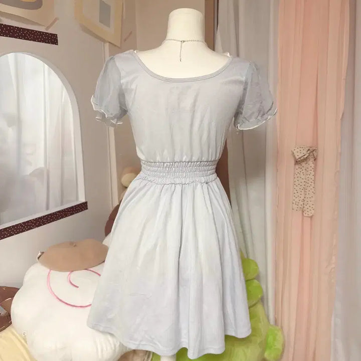 [BUNJANG] Ilbe Pale Gray Blue Ribbon Dress / 착샷O) 페일 그레이블루 리본 원피스 일브 페어리 갸루