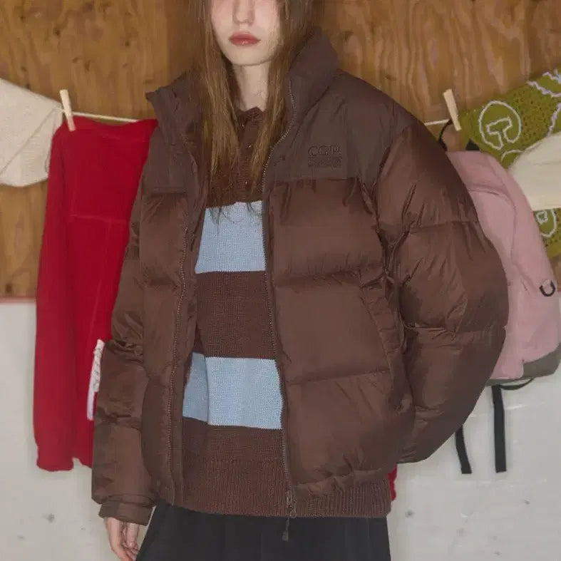 [BUNJANG] Code:Graphy Brown Short Padded Jacket / 코드그라피 브라운 숏패딩 여성 패딩 점퍼
