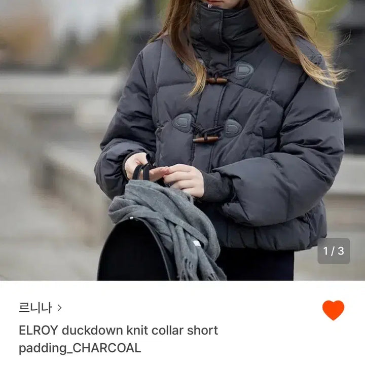 [BUNJANG] Reneena Duck Down Knit Collar Short Padded Jacket Black / 르니나 덕다운 니트카라 숏 기장 패딩 블랙
