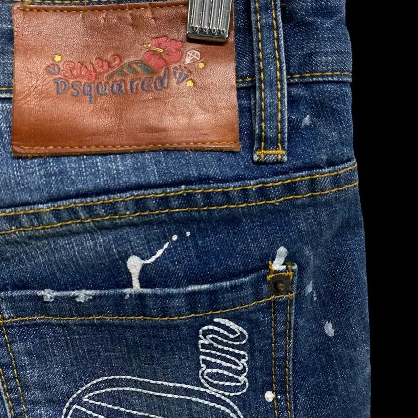 [BUNJANG] Dsquared2 Washed Denim Pants (Size 38) / 디스퀘어드2 페인팅 워시드 빈티지 데님 팬츠-38사이즈