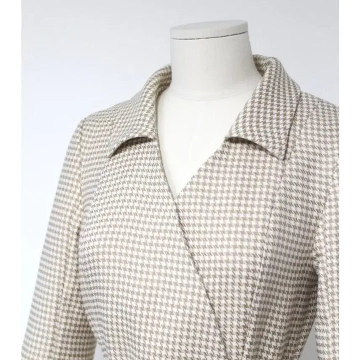 [BUNJANG] Blancshow Houndstooth Dress Beige S / 블랑쇼 하운드투스 드레스 원피스 베이지 s