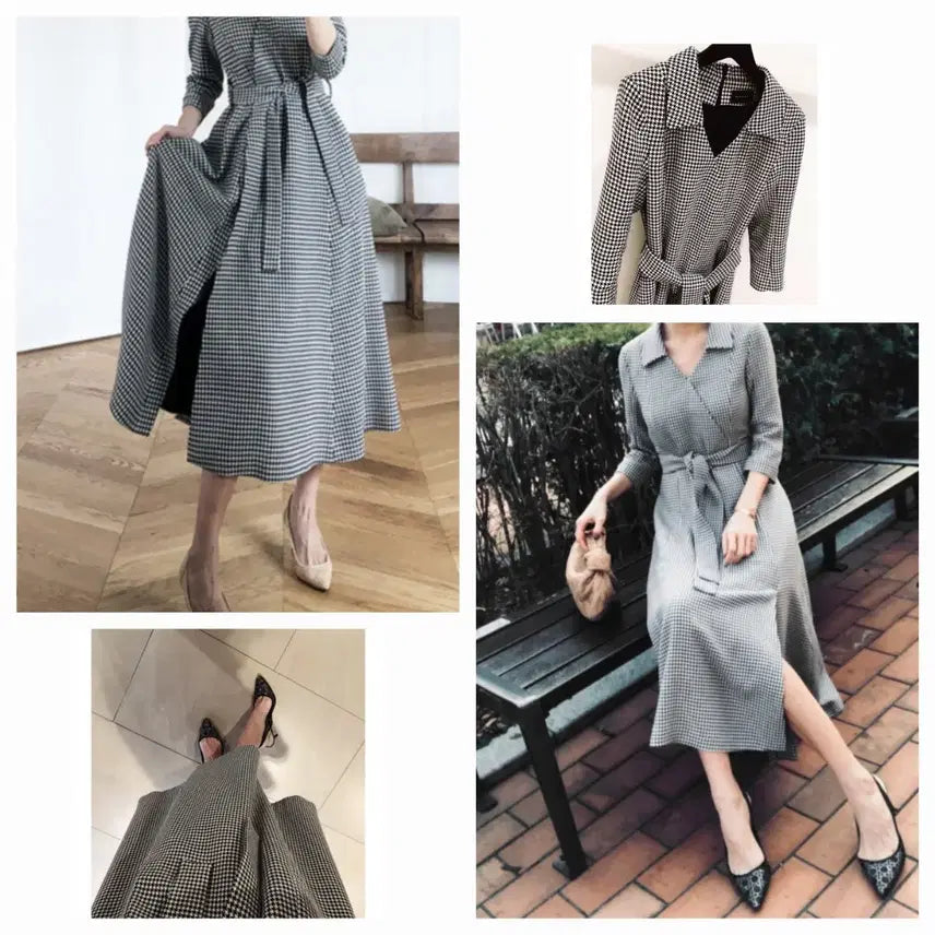 [BUNJANG] Blancshow Houndstooth Dress Black (S) / 블랑쇼 하운드투스 드레스 원피스 블랙 s
