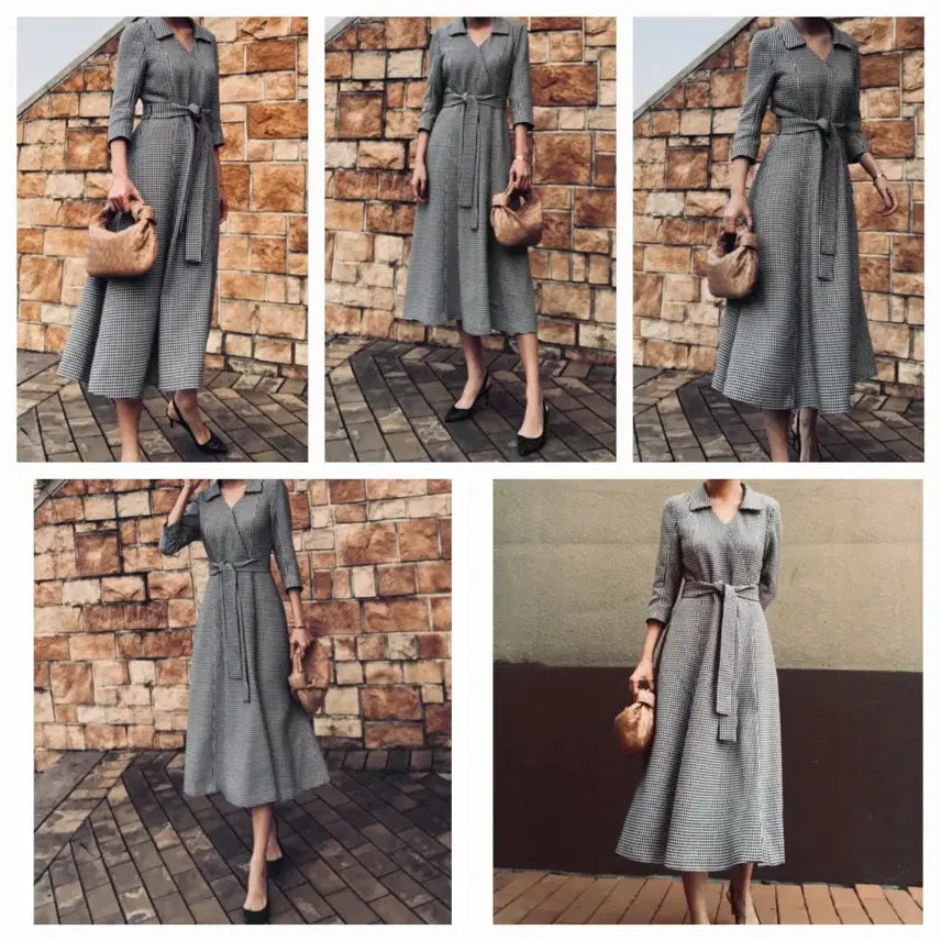 [BUNJANG] Blancshow Houndstooth Dress Black (S) / 블랑쇼 하운드투스 드레스 원피스 블랙 s