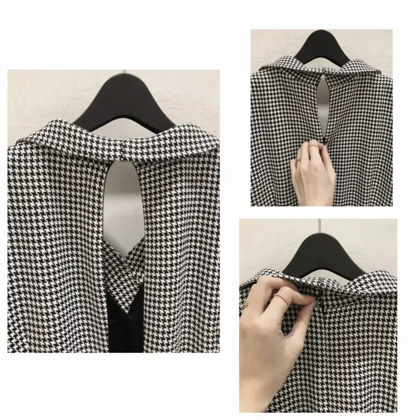 [BUNJANG] Blancshow Houndstooth Dress Black (S) / 블랑쇼 하운드투스 드레스 원피스 블랙 s