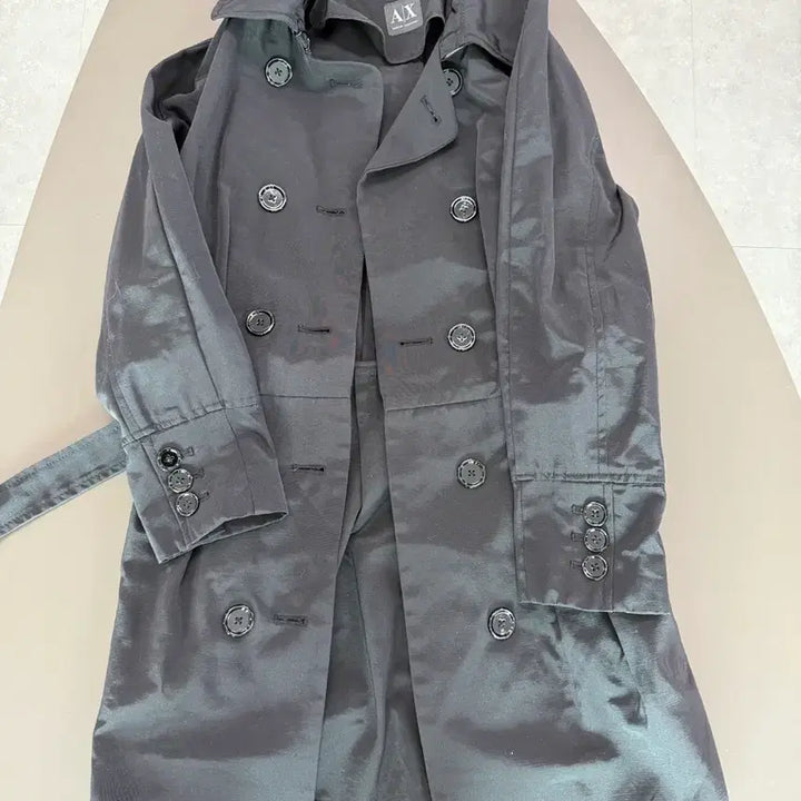 [BUNJANG] Armani Exchange Black Trench Coat / 아르마니 익스체인지 블랙 트렌치 코트