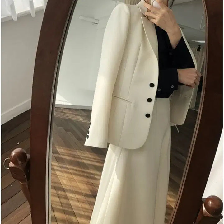 [BUNJANG] Blanchet Daily Wool Silk Jacket - Cream / 블랑쇼 데일리 울 실크 자켓 s 크림